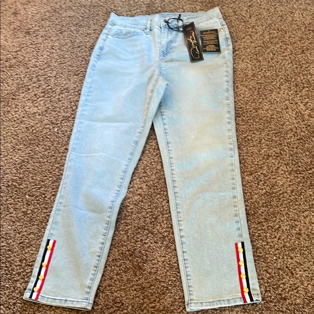 Light Blue Women's Jeans with Side Stripes